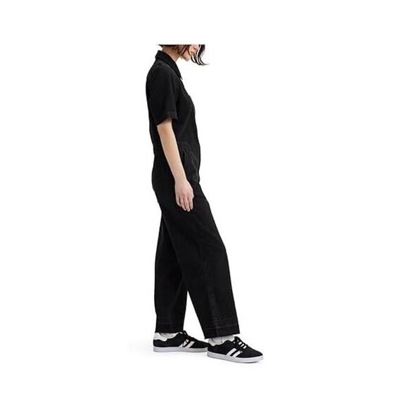 Levi's-NWT- Women's Black Denim Jumpsuit Short Sleeve, Romper/Jumpsuit Sz:XXL - Picture 4 of 7